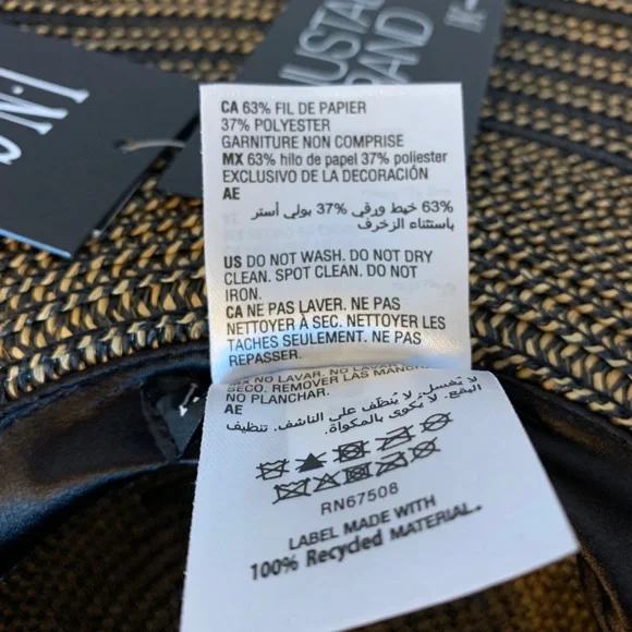 I.N.C. Natural and Black Floppy Hat with Ultraviolet Protection - Picture 7 of 9